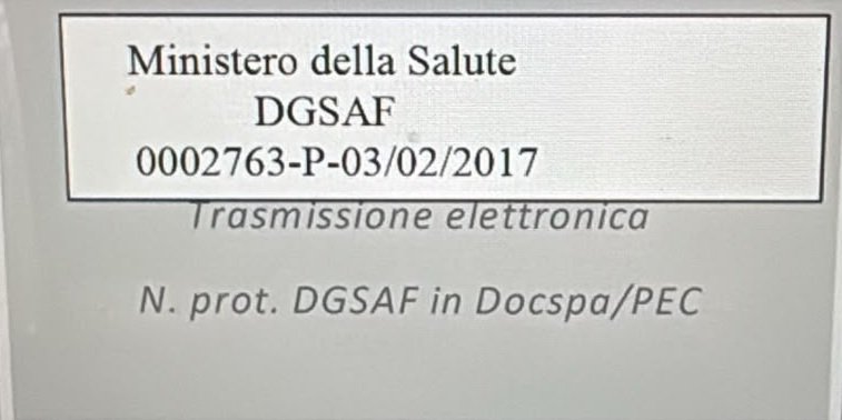 Nota del Ministero della Salute, protocollo DGSAF 0002763-P-03/02/2017